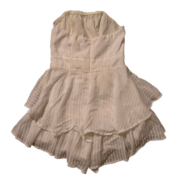 Y2K Selfie Leslie White Romper Size S Fairy Isle Festival Shorts 90's VTG - Picture 2 of 9